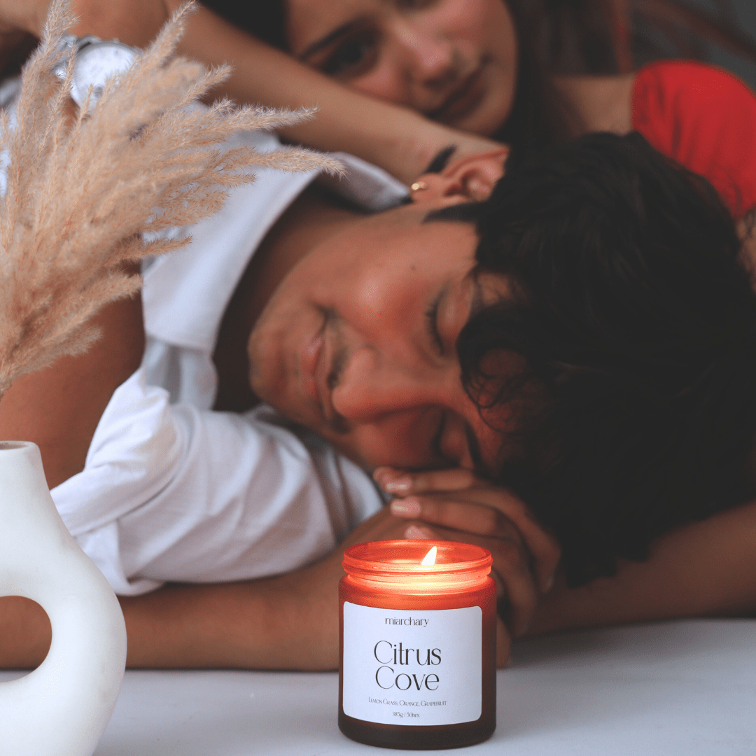Citrus Cove Scented Candle - Lemon Grass, Orange, and Grapefruit Fragrance - Miarchary